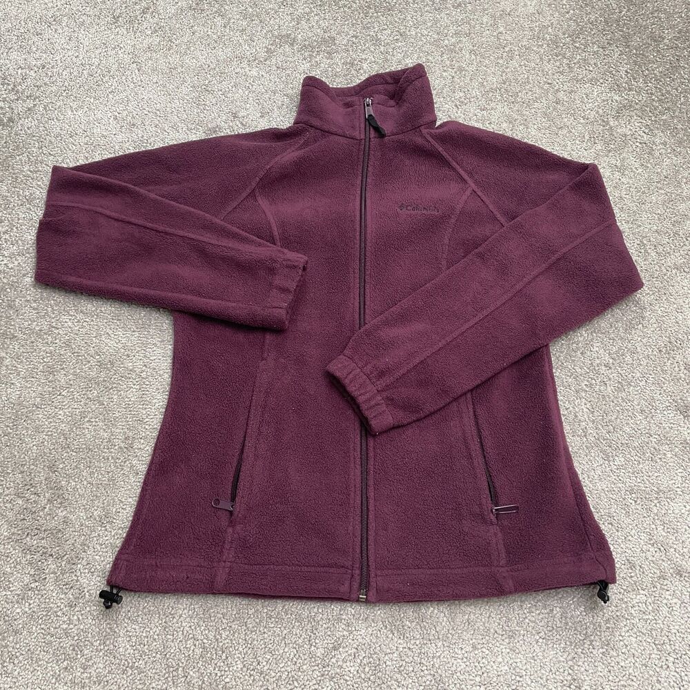 Columbia Benton Springs Fleece Jacket Womens Small Red Full Zip Outdoor Hiking